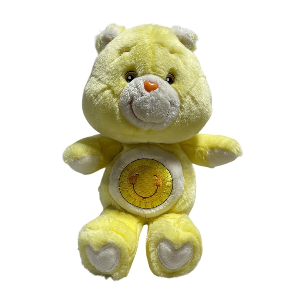 Care Bear Funshine Bear Yellow 2002 Smiling Sun Belly Badge 13"